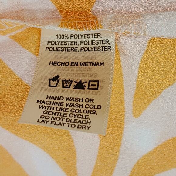 Maison Du Soir Kimono Robe M L Women Short Cream Peach Leaves Silky Tie Waist - Picture 5 of 10